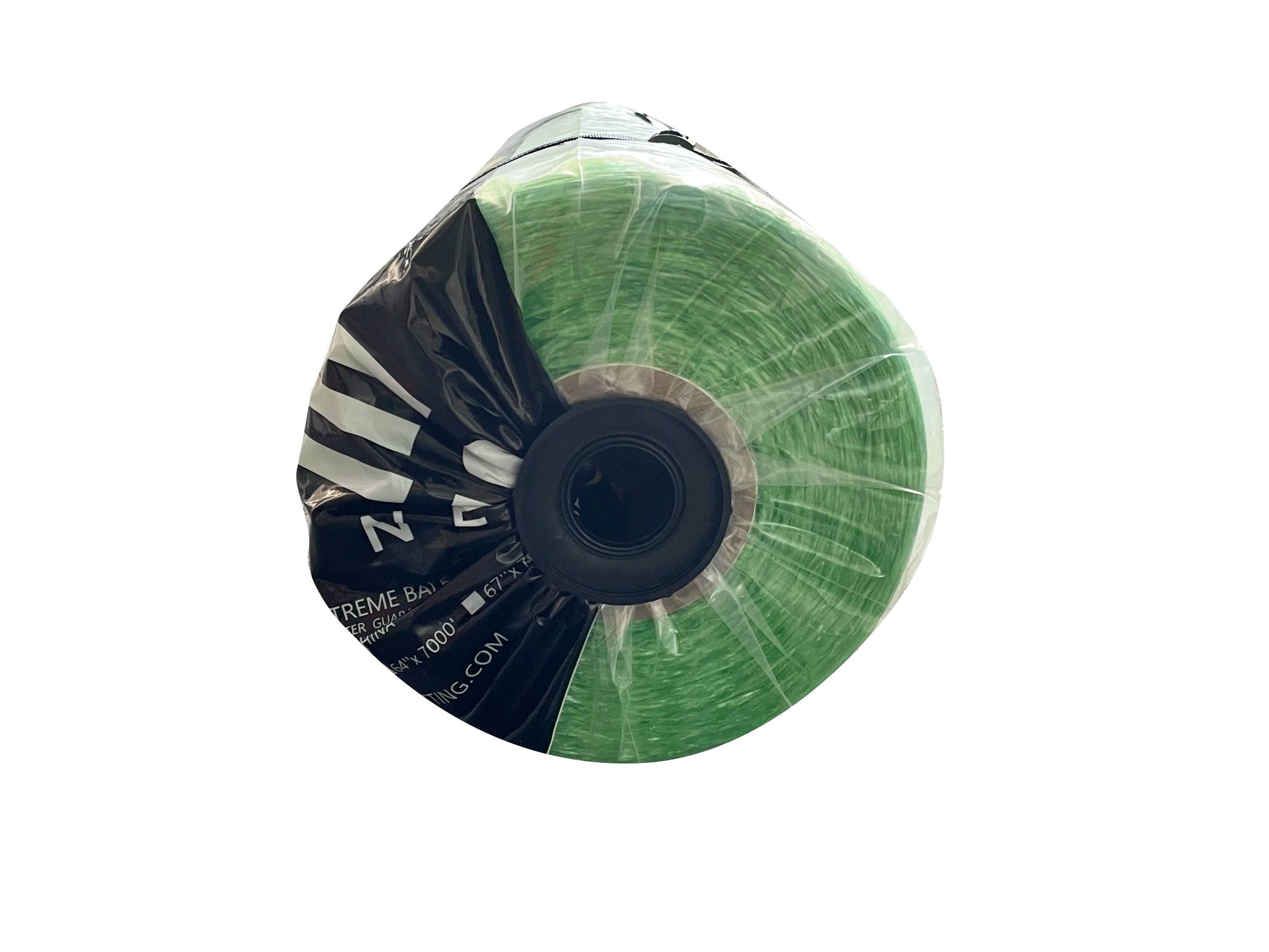 Close-up of a roll of green tape with a white background