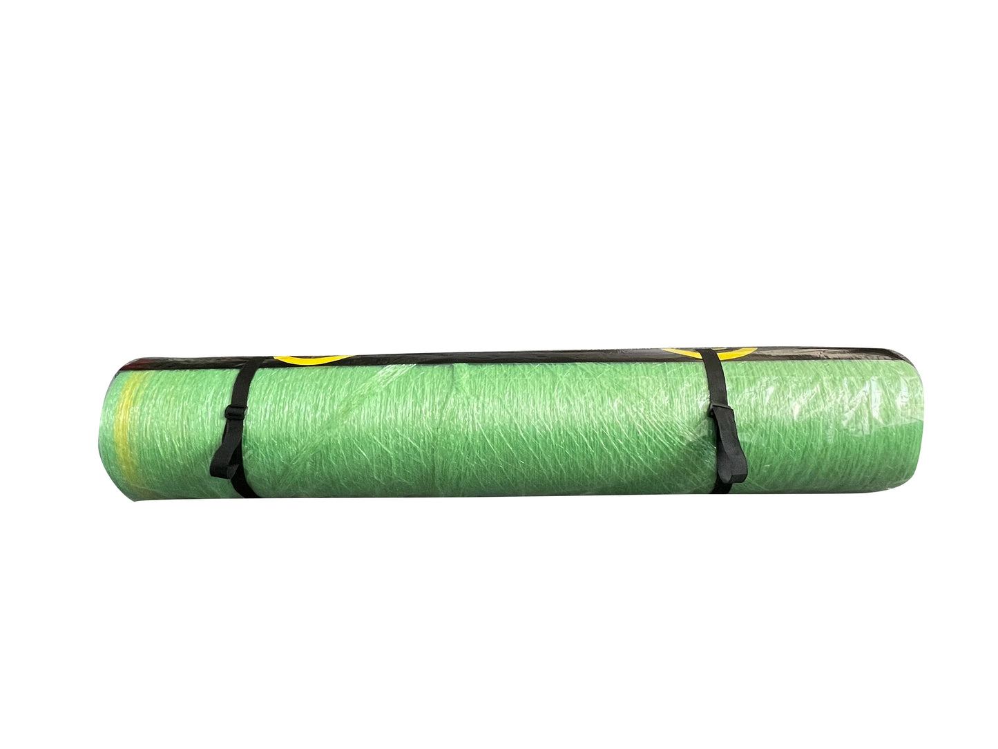 bale net wrap with black straps on a white background